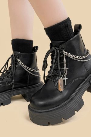 Grunge Chain with Cross Combat Boots