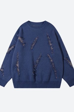 Grunge Claw Distressed Knitted Sweater