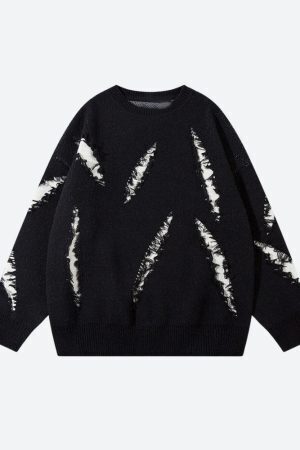Grunge Claw Distressed Knitted Sweater