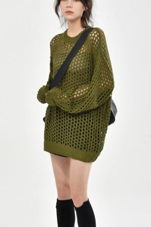 Grunge Crochet Knit Sweater