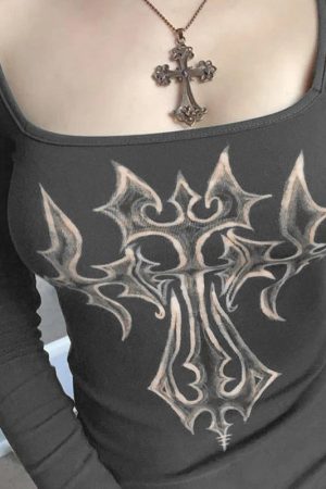 Grunge Cross Bleached Top