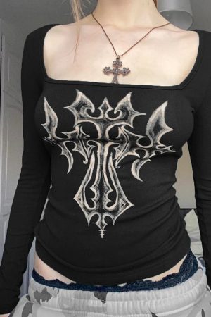 Grunge Cross Bleached Top