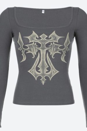 Grunge Cross Bleached Top