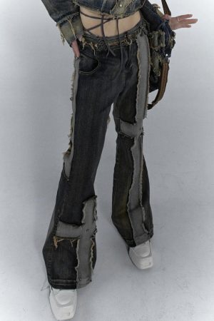 Grunge Cross Patch Jeans