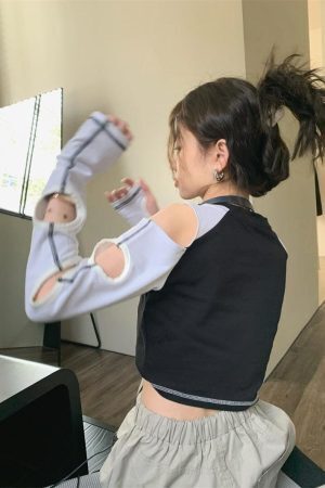 Grunge Cut-Out Crop Top