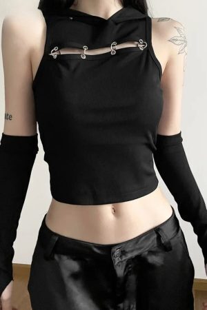 Grunge Cut Out Hooded Top