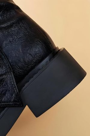 Grunge Faux Leather Belted Boots