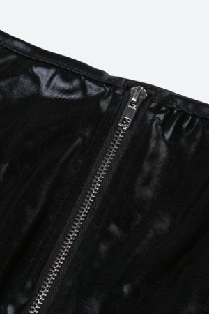 Grunge Faux Leather Crop Corset Top