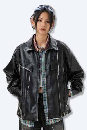 Grunge Faux Leather Jacket
