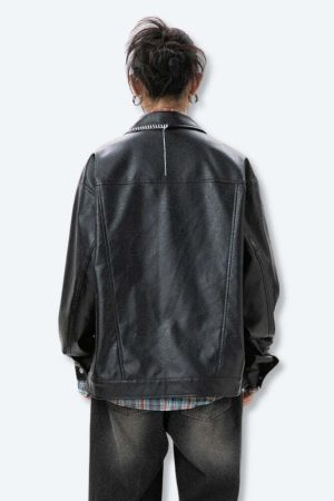 Grunge Faux Leather Jacket
