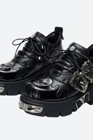 Grunge Fire Chunky Platform Shoes
