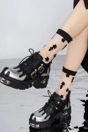 Grunge Flame Chunky Platform Shoes