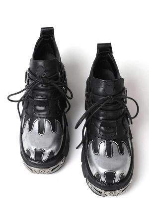 Grunge Flame Chunky Platform Shoes