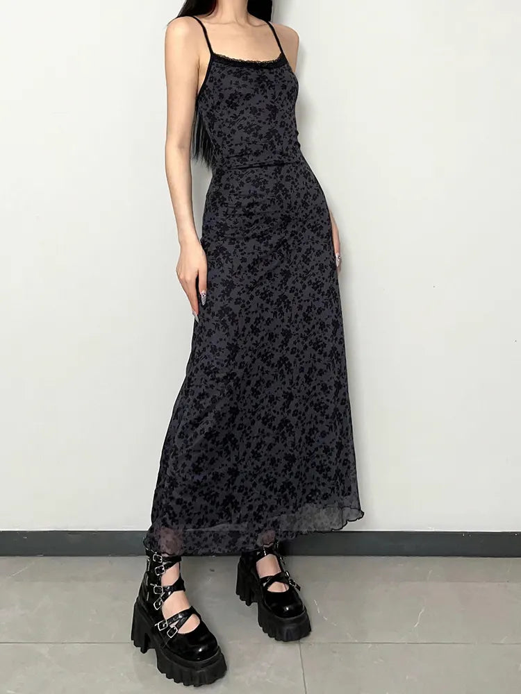 Grunge Floral Printed Maxi Dress Grunge Floral Printed Maxi Dress
