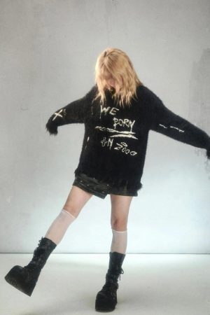 Grunge Fluffy Knitted Sweater