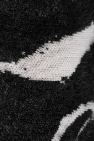 Grunge Fluffy Lace Up Sweater