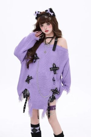 Grunge Kawaii Distressed Sweater