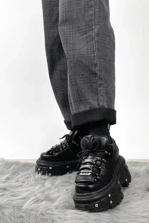 Grunge Lace Up Platform Sneakers