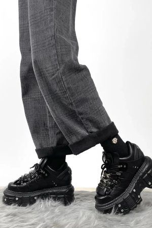 Grunge Lace Up Platform Sneakers