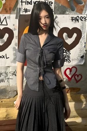 Grunge Lace Up Shirt