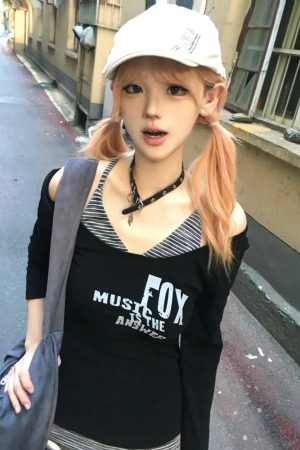 Grunge Layered Off Shoulder Top