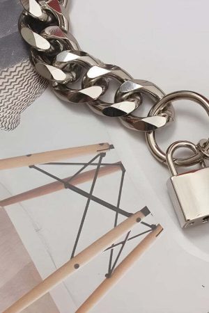 Grunge Lock Faux Leather Chain Belt