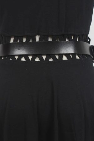 Grunge Lock Faux Leather Chain Belt