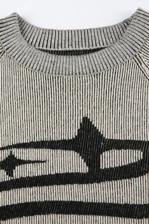 Grunge Long Sleeve Distressed Top