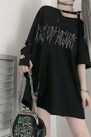 Grunge Make Up Heart Long Tee