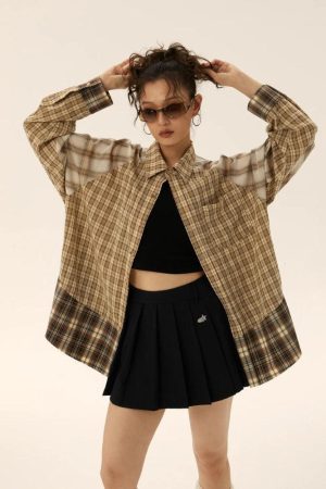 Grunge Multi Pattern Plaid Shirt