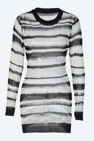 Grunge Open Weave Knitted Mini Dress