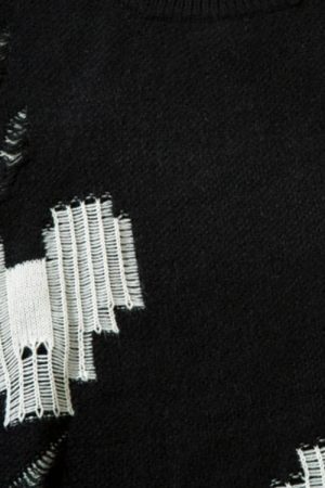 Grunge Pixel Hearts Knitted Sweater