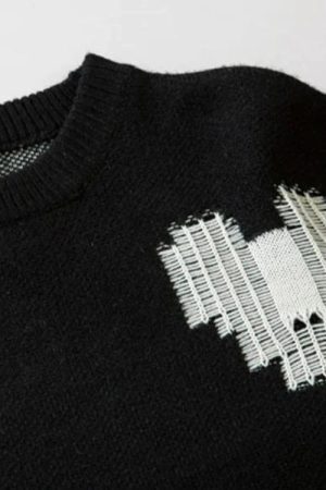 Grunge Pixel Hearts Knitted Sweater
