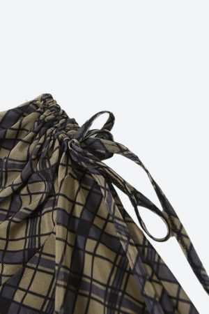 Grunge Plaid Mesh Midi Skirt