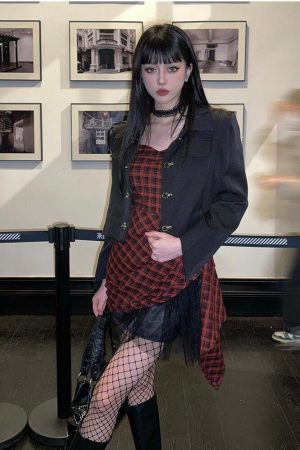 Grunge Plaid Mini Dress