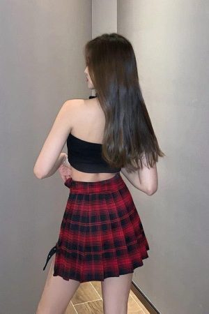 Grunge Plaid Mini Skort