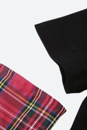 Grunge Plaid Star Patch Top