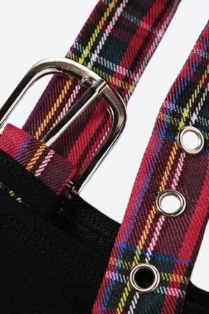 Grunge Plaid Star Patch Top