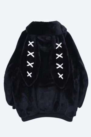 Grunge Rabbit Ear Plush Jacket