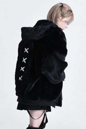 Grunge Rabbit Ear Plush Jacket