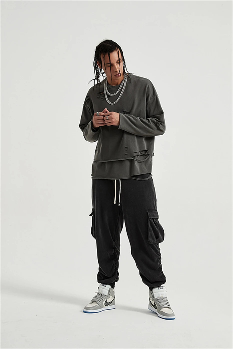 Grunge Ripped Layered Sweatshirt Grunge Ripped Layered Sweatshirt