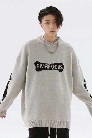 Grunge Skeleton Knitted Sweater