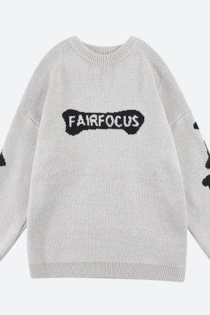 Grunge Skeleton Knitted Sweater