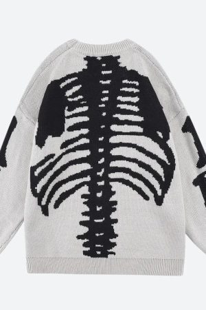 Grunge Skeleton Knitted Sweater