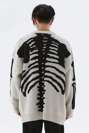 Grunge Skeleton Knitted Sweater