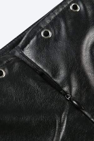 Grunge Spiked Faux Leather Mini Skirt