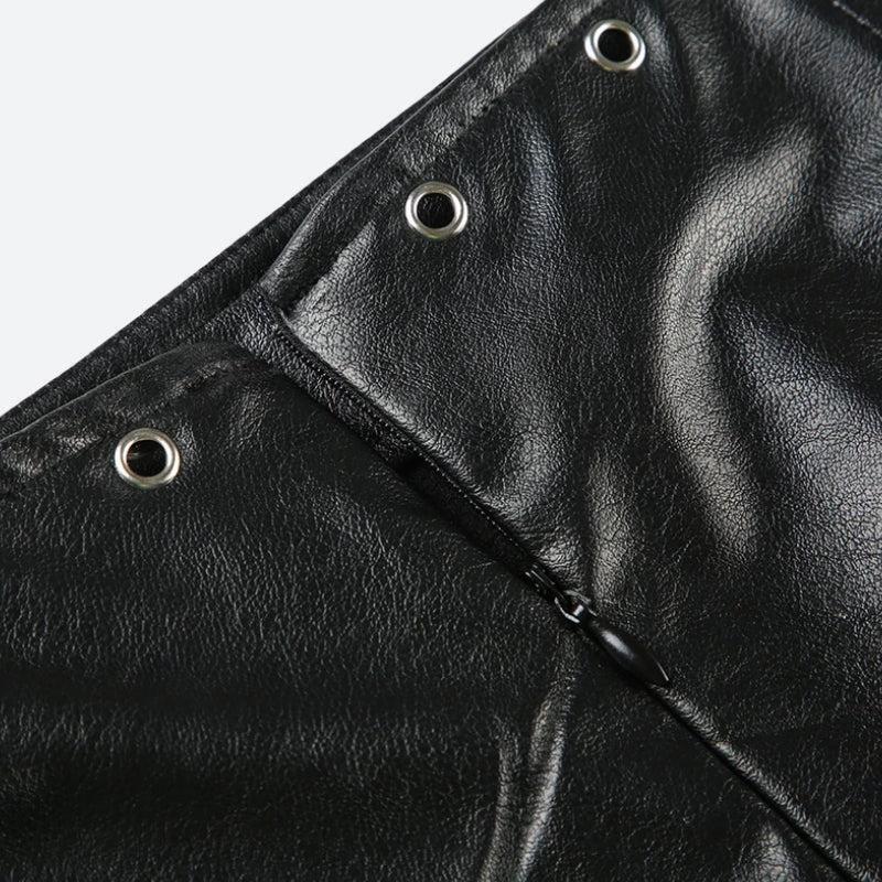 Grunge Spiked Faux Leather Mini Skirt Grunge Spiked Faux Leather Mini Skirt
