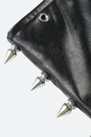 Grunge Spiked Faux Leather Mini Skirt