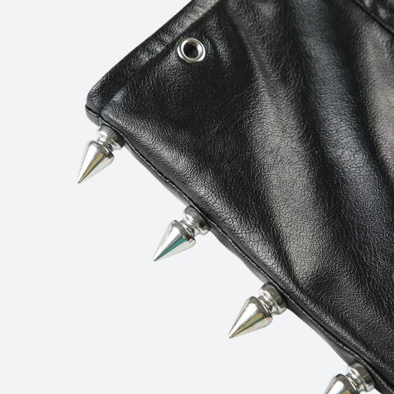 Grunge Spiked Faux Leather Mini Skirt Grunge Spiked Faux Leather Mini Skirt