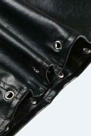 Grunge Spiked Faux Leather Mini Skirt